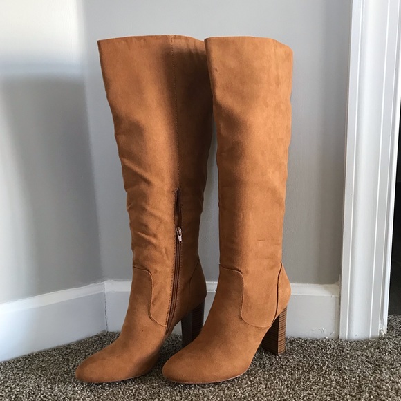JustFab Shoes - Women’s stacked heel below the knee boots